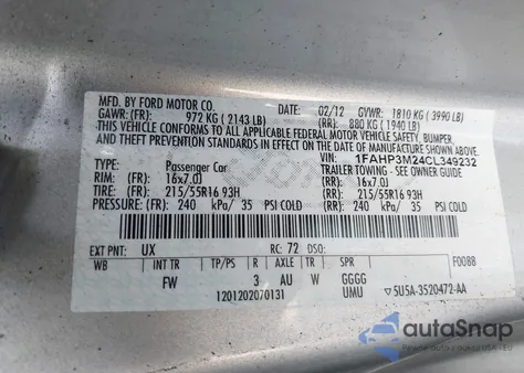 2012 Ford Focus Sel z USA, uszkodzony, nr VIN 1FAHP3M24CL349232